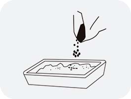Pour into a cat litter box atleast 5-6cm depth(6~10cm will better)