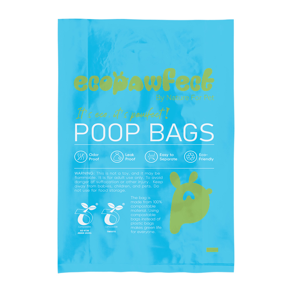 A single unrolled bag — Dog Waste Bags (blue) with Blueberry Scent, Guaranteed Leakproof for Walks, Parks, and Puppy Training.